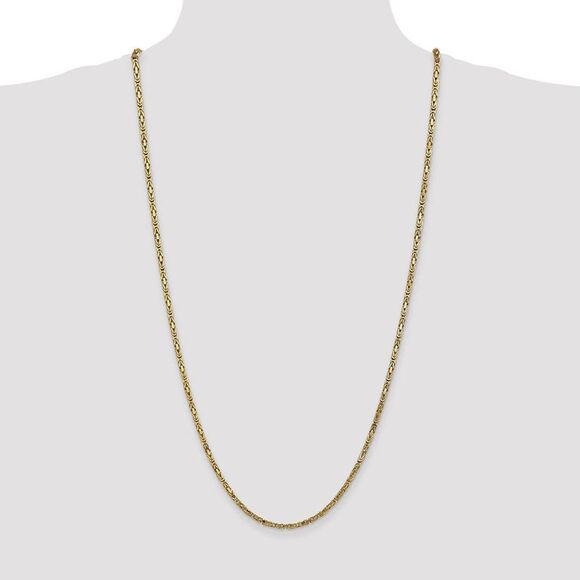 2.5mm, 14k Yellow Gold, Solid Byzantine Chain Necklace, 30 Inch - Picture 2 of 8